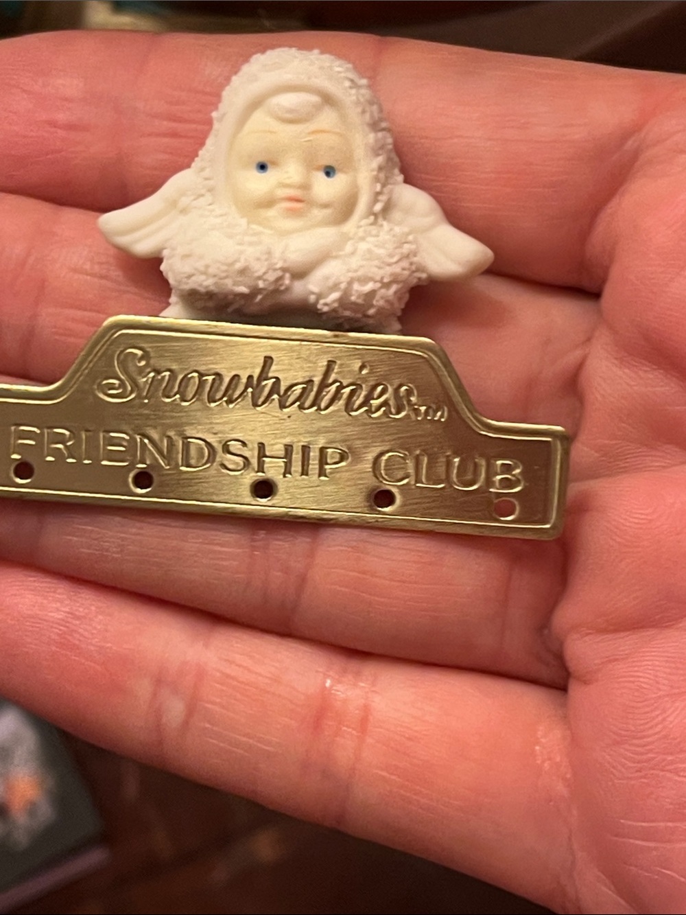 Department 56 Snowbabies Friendship Club Pin in White and Gold